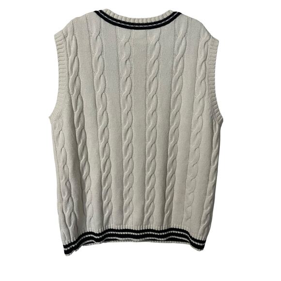 Levi’s Women’s Agi Sweater Vest M White Wool Blend Cable Knit Preppy Academia - Picture 2 of 8